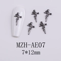 Macro detail of gunmetal cross and rose nail charms with dimensions 7x12mm - Rose Cross (AE07)