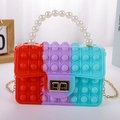 Kids silicone crossbody bag with colorful bubbles, pearl handle, and metal chain strap - Large / Large Red-Green Gradient