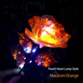 Luminous iridescent gold foil rose in macaron orange with heart-shaped LED light - Macaron Orange + Heart Light