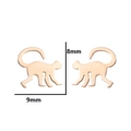 Rose gold monkey stud earrings made of stainless steel with 8mm by 9mm dimensions - Monkey / Rose Gold