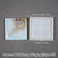 Square silicone coaster mold for resin DIY with blue and gold foil finished example - Faceted Square Coaster