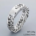 Pulsera cubana de 17mm en acero de titanio plateado para hombre con cierre de caja - Color Acero
