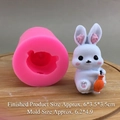 Stampo in silicone per coniglio 3D per candele fai-da-te e gesso con coniglietto finito - Coniglio con Ombrello