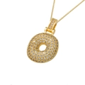 Gold plated 18K necklace with a paved zircon donut pendant on a classic box chain - Gold O