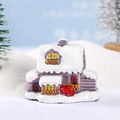 Miniature purple Christmas snow house figurine for micro landscape and DIY decor - Large Grey Christmas House