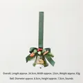 Christmas hanging ornament with green snowman bell, silk bow, pine needles and berries - Green Snowman Bell