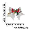 Linen Christmas bow with golden bell and red berry detail, dimensions 10.6x8.7cm - One Size / Type I/Beige Red Berry