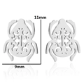 Minimalist silver beetle stud earrings with hollow design and 11mm by 9mm dimensions - Insect / Steel