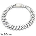 Bracciale a catena cubana larga 20 mm in acciaio inossidabile lucido color argento - Bracciale 22cm / Acciaio Opaco
