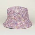Pink floral cotton bucket hat with small flower patterns and sun protection wide brim - M (56-58cm) / Rose Red
