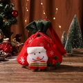 Christmas snowman drawstring gift bag with plush decoration and snowflake prints - Green Rim Snowman
