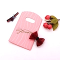 Pink plastic jewelry gift bag with Seawave gold script and wave pattern - No. 30 (Pink Seawave)