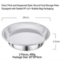Set of two 28cm round extra-thick stainless steel food containers with transparent PP lids - Extra Thick Round Tray 2 Pcs with Lids