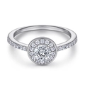 Classic 925 sterling silver halo ring featuring a round zircon and micro-pave band - Tl-301