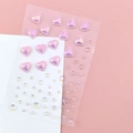 Pink heart pearl face stickers and iridescent round rhinestone gems for makeup decor - Pink Heart Pearls (BJA-648)