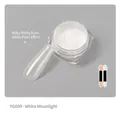 Polvere per unghie effetto specchio bianco chiaro di luna YG009 perlato - YG009 Chiaro di Luna Bianco (Base Lattescente/Riflesso Bianco)