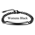 Minimalist black stainless steel bar chain bracelet for women with engravable surface - Women - Black (4mm Width)