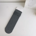 Ribbed grey crew socks for women featuring minimalist knit texture and soft fabric - Seamless Anti-Pilling / Dark Gray