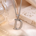 Silver letter D pendant necklace with textured hammer finish on elegant twisted chain - Steel Letter D (Pendant Only)