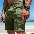 Men's multi-pocket cargo shorts in army green for outdoor beach and leisure wear - S / Bottoms / Green
