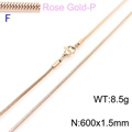 Rose gold square snake chain necklace 1.5mm x 600mm made of durable stainless steel - Rose Gold 1.5mm Width 60cm Length (KN203605-Z)