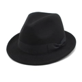 Chapeau fedora classique en laine noire avec élégant ruban pour hommes et femmes - M (56-58cm) / Noir