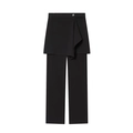 Pantalón negro para mujer con falda asimétrica superpuesta y detalle de botón plateado - XS / Pantalones Negros