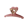 Morandi pink heart-shaped hair claw clip with gold metal accent and firm grip teeth - Bulk/Loose Packaging / 9.5cm / Pink