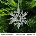 Set of 6 clear acrylic snowflake ornaments for Christmas tree, size 93x6mm hanging decor - 93mm Snowflake