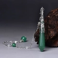 Green aventurine hexagonal pendant necklace with silver floral cap and green beads - Silver Green Aventurine