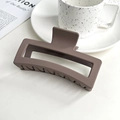 Matte brown 13cm large rectangle shark hair claw clip in a minimalist lifestyle setting - 13cm Extra Large Square Claw-Mocha