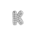 Silver letter K pendant with sparkling pave crystal stones in 3D bubble style - Letter K / Silver