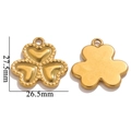 Golden clover heart pendant in polished finish, 27.5x26.5mm stainless steel DIY charm - Gold Three-leaf Heart