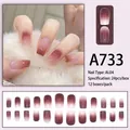Dreamy blush gradient press-on nails set with high-gloss finish and 24 pieces - Dark Brown Pink Gradient Glossy Style (A733)