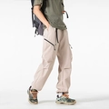 Men's khaki cargo pants with waterproof zipper pockets in a stylish outdoor hiking style - M / Khaki