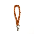 Portachiavi artigianale in cotone intrecciato arancione con chiusura in bronzo vintage - Cachi