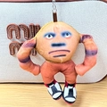 Ugly-cute plush doll keychain with blue eye shadow and mini high-top sneakers on a bag - 15cm Muscle Man