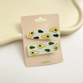 Lot de barrettes à paillettes avec motif avocat pour filles sur carte beige - Avocat / Paire de Barrettes Avocat