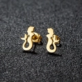 Polished gold stainless steel mermaid stud earrings for women with minimalist silhouette design - 336 Gold