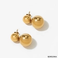 Boucles d'oreilles boules doubles dorées minimalistes au design géométrique poli - Or