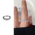925 silver adjustable open ring featuring colorful rectangular and round gemstones - 591 Colorful Zircon