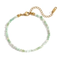 18K gold-plated anklet with natural Amazonite beads and a lobster clasp extension - Green Synthetic Opal