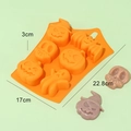 Orange 6-cavity Halloween silicone mold for DIY pumpkin, ghost, and bat candies - 6-Hole Halloween