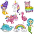 5D DIY diamond stickers set featuring cartoon unicorn, mermaid, and flamingo patterns - 909 Series/8Pcs