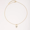 Elegant 18K gold plated necklace with blue gemstone heart lock pendant for women - 30717-2-2