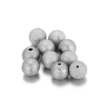 Set di 10 perline tonde in acciaio inox argento satinato con fori per gioielli fai-da-te - Perlina Argentata Smerigliata (KLJ2253-Z)