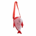 Red cartoon shark mesh beach shell bag for kids with adjustable shoulder strap - Red