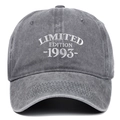 Vue détaillée de la broderie Limited Edition 1993 blanche sur casquette en coton délavé - Réglable / Gris