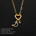 Halskette aus 14K vergoldetem Edelstahl mit Herzverschluss und Initial-D-Anhänger - Gold / Buchstabe D