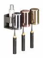 Gunmetal grey wall-mounted toothbrush holder with 3 cups and automatic toothpaste squeezer - Gun Grey Toothbrush Holder + 3 Colored Cups + Toothpaste Squeezer